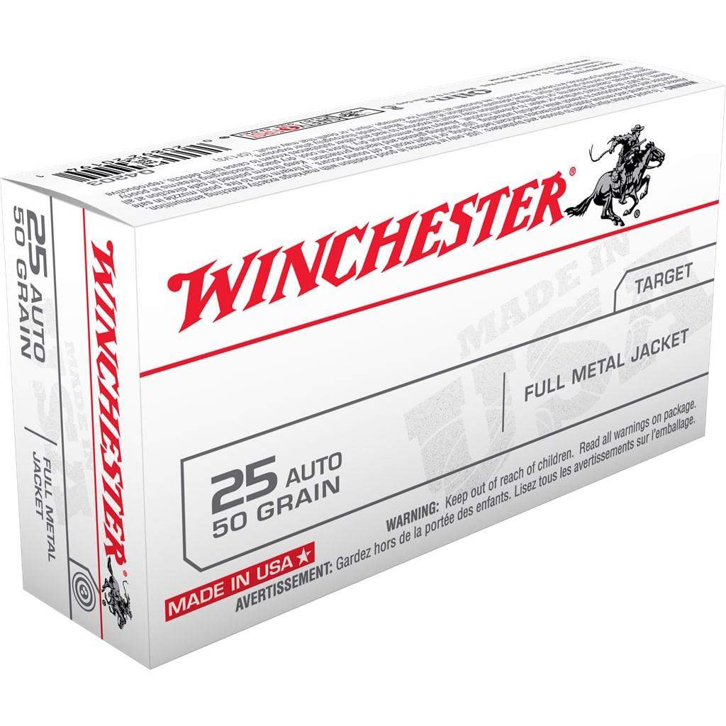 Winchester USA Handgun Ammunition .25 ACP 50 gr FMJ  50/ct