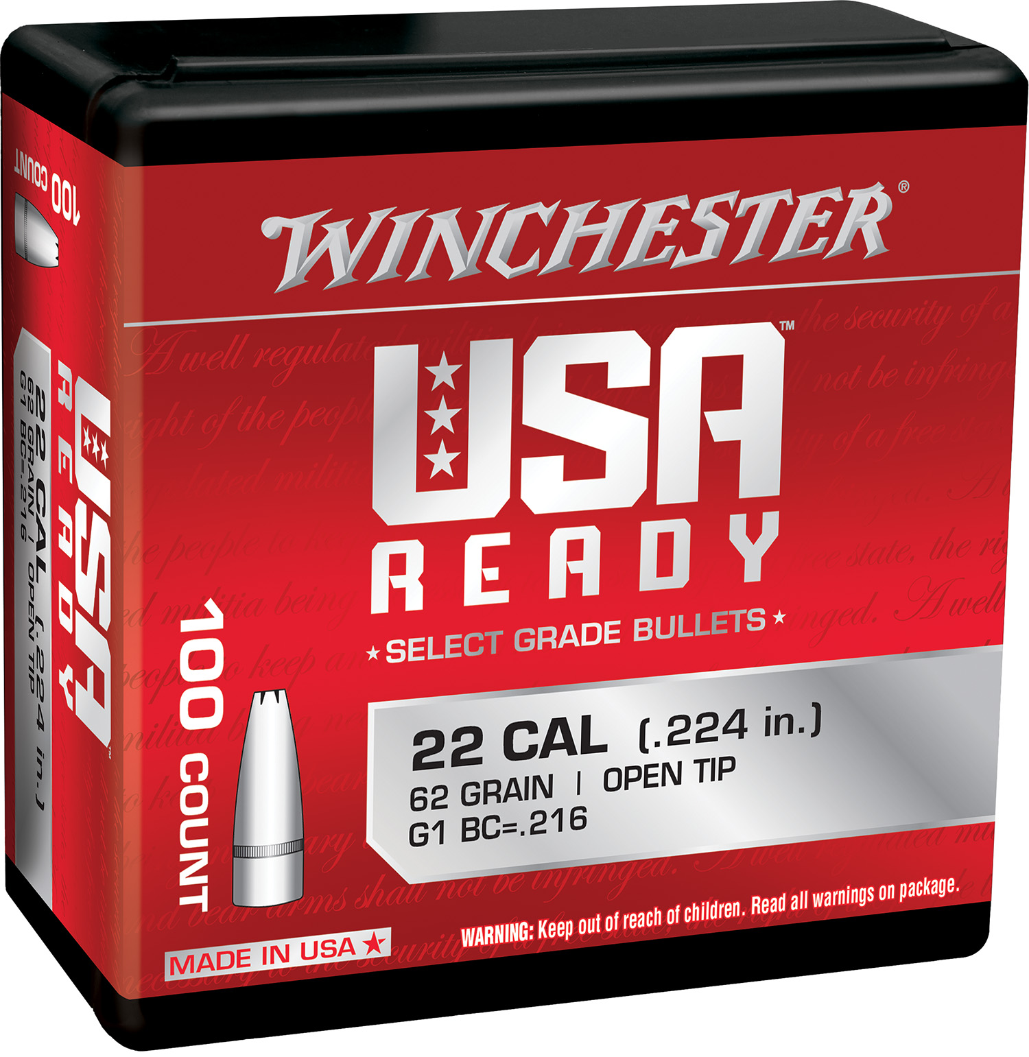 Winchester Ammo WBR22462 Centerfire Rifle  224Valkyrie 62gr Open Tip 100 Per Box/10 Case
