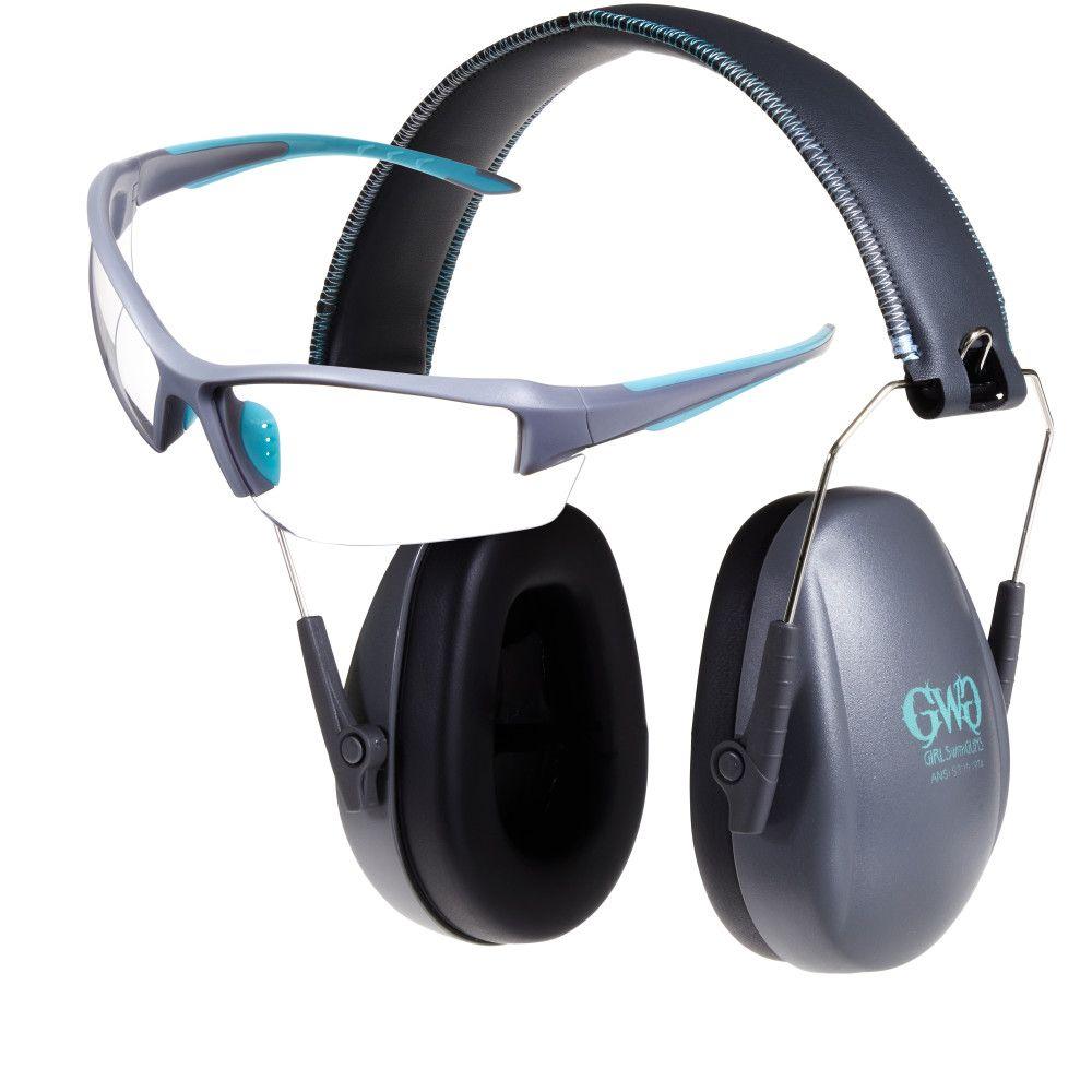Allen Girls With Guns Assure Protective Safety Glasses & Earmuffs Combo Set Gray/Teal/Black NRR – 23dB