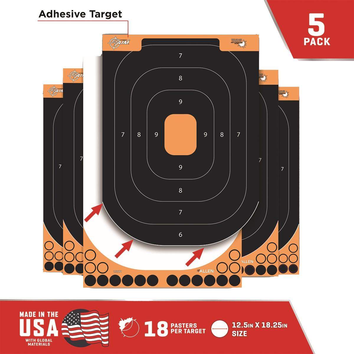 Allen Adhesive Splash Handgun Training Target 12×18″ Orange and Black 5/ct