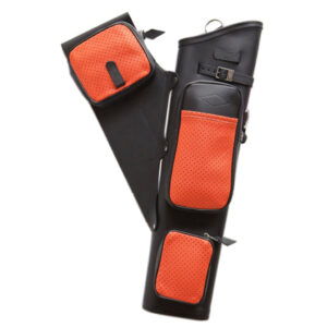 Neet NT-2300 Leather Target Quiver - Black with Orange Pockets