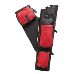 Neet NT-2300 Leather Target Quiver - Black with Red Pockets
