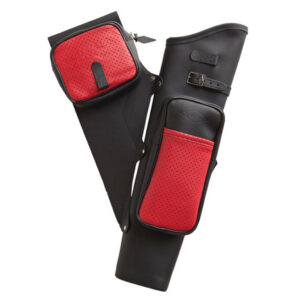 Neet NT-2100 Leather Target Quiver - Black with Red Pockets