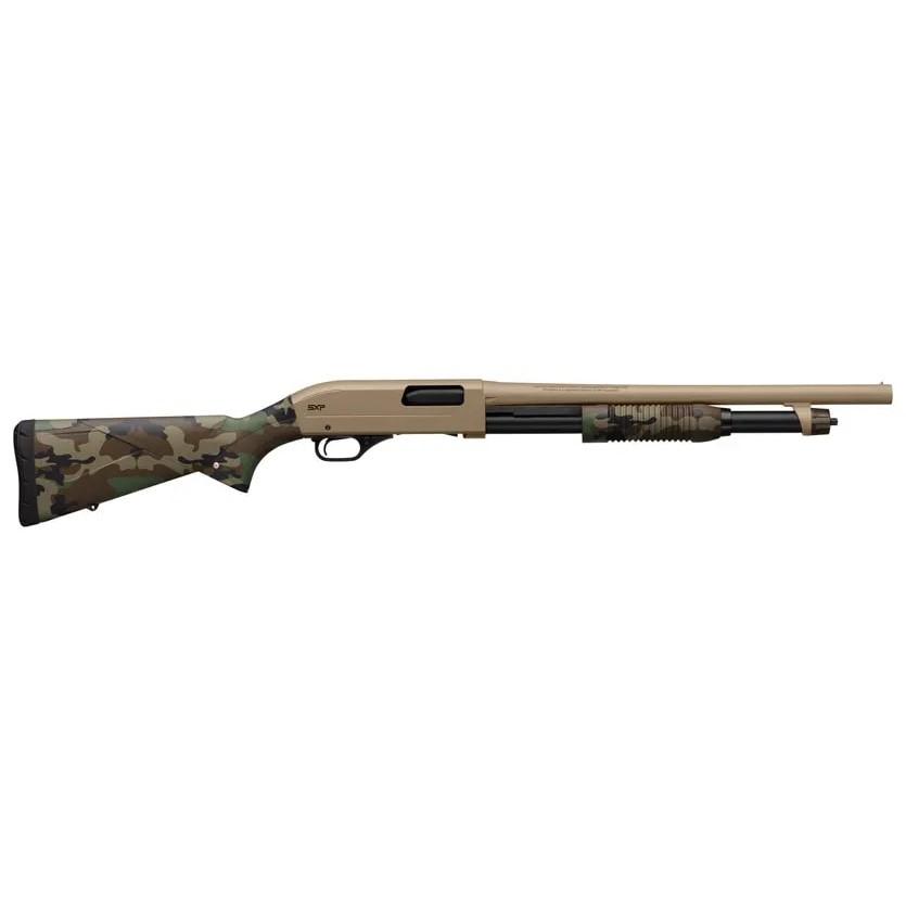 Winchester SXP Defender Shotgun 20 ga 3″ Chamber 5rd Magazine 18″ Barrel FDE Woodland Camo