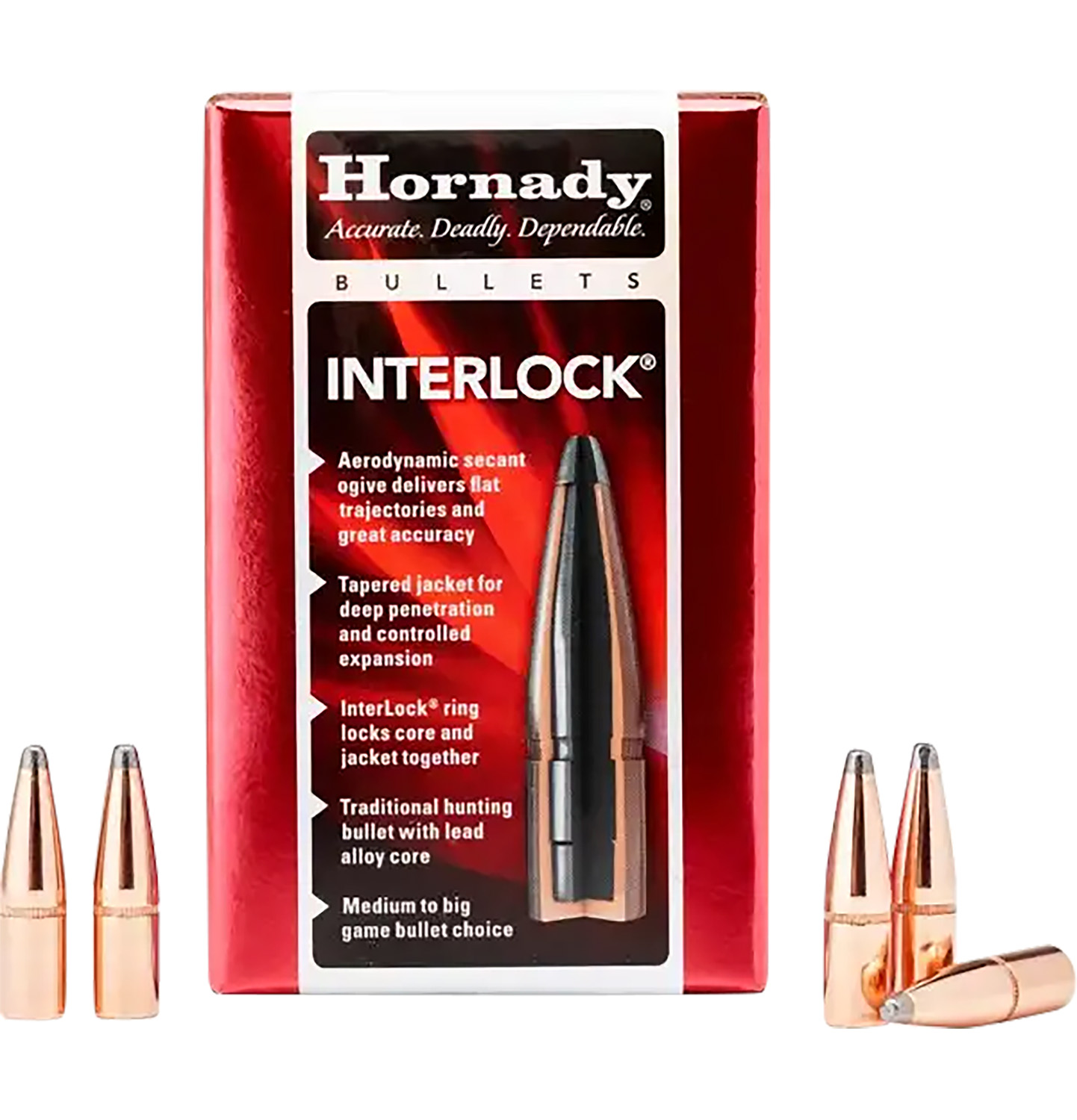 Hornady 4503 InterLock 45 Cal .458 350 gr Flat Point 50 Per Box/ 15 Case