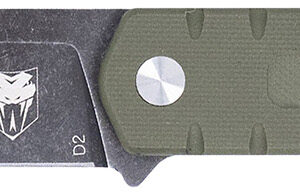 CobraTec Knives CTOWODGDNS Outdoor Warrior 4.50" Fixed Drop Point Plain Stonewashed D2 Steel Blade, 4.75" OD Green Textured G10 Scales Handle