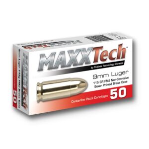 Maxxtech 9mm Luger Handgun Ammunition - 115 gr FMJ