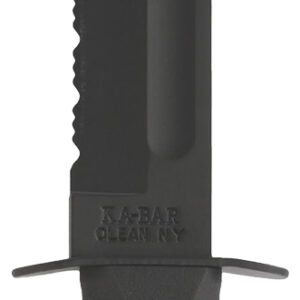 Ka-Bar 1214 Fighting/Utility 7" Fixed Clip Point Serrated Black 1095 Cro-Van Blade, Black Kraton G Handle, Includes Sheath