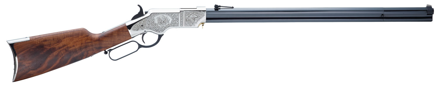 Henry H011SD Original Silver Deluxe Full Size 44-40 Win 13+1 24.50" Blued Octagon Barrel, Engraved Nickel-Plated Steel Receiver, American Walnut Wood Stock Right Hand