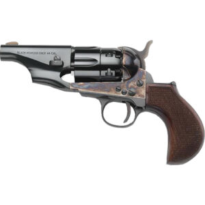Pietta 1860 Snub Nose Revolver 44 cal. 3 in. Case Hardnened Blue Checkered Wood