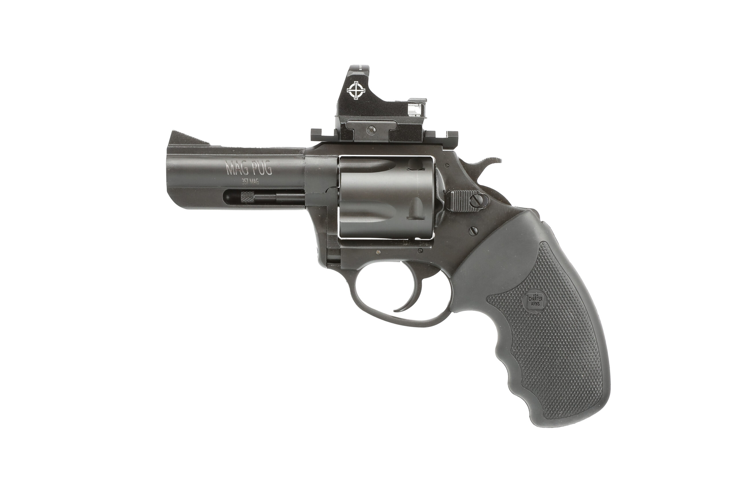 CHARTER ARMS MAG PUG 357M BLK 5RD 3″ REDDOT