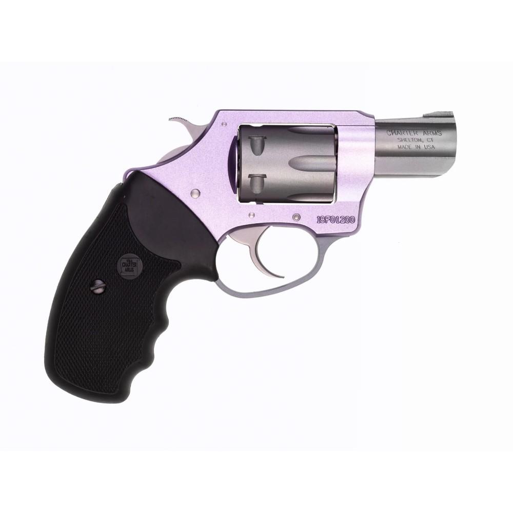 Charter Arms Lavender Lady Handgun .22 LR 8rd Capacity 2″ Barrel Lavender with Full Size Black Grip