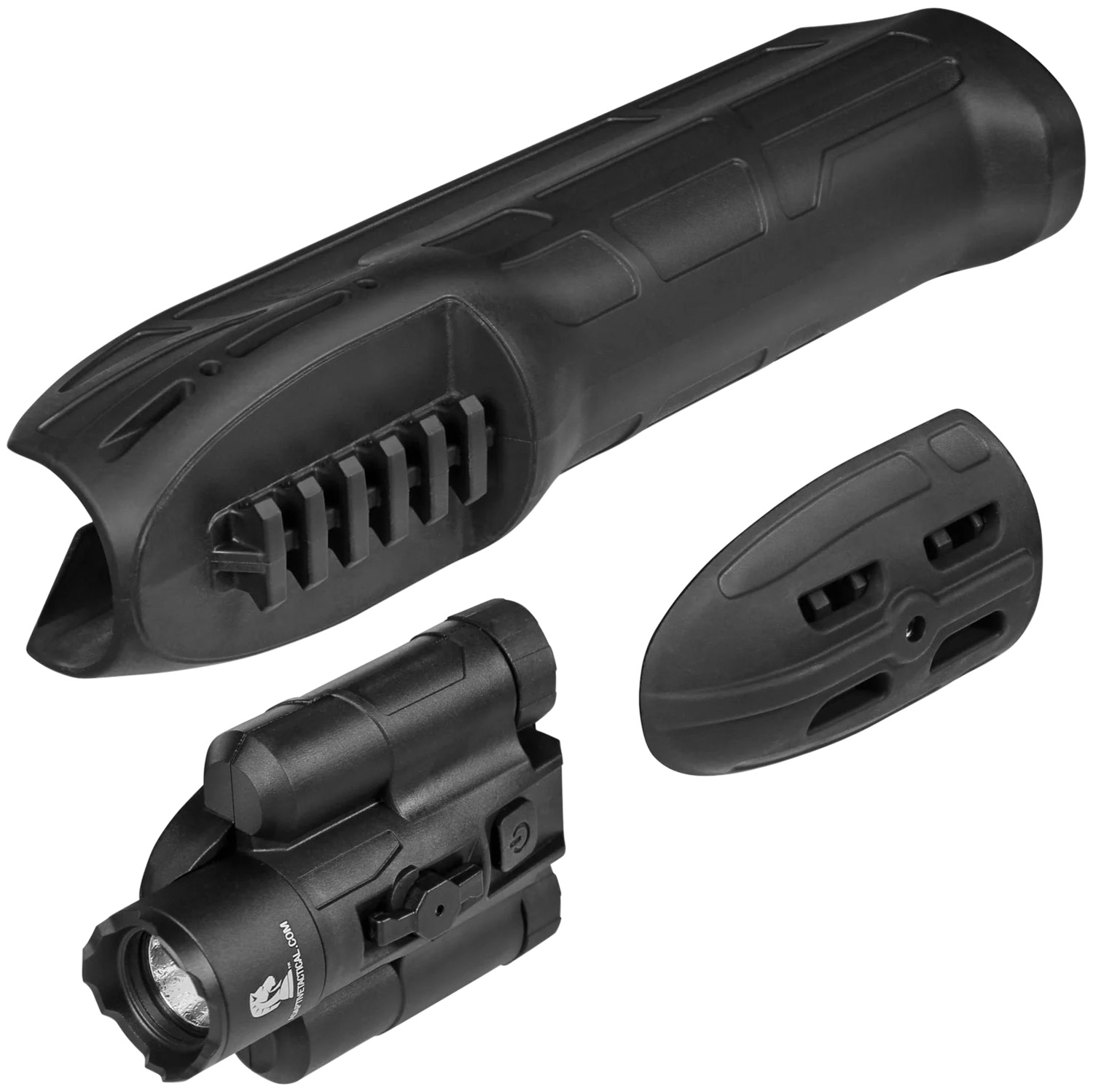 ADAPTIVE TACTICAL AT02901 EX Performance Forend with 300 Lumen Flashlight, Black Polymer, Concealed 2″ Picatinny, Fits Most Mossberg 500/590/Maverick 88