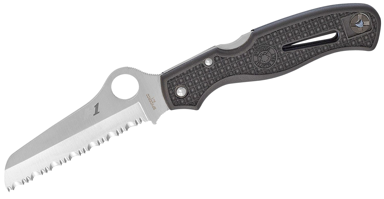 Spyderco C89SBK Atlantic Salt  3.69″ Folding Sheepsfoot Serrated H1 Steel Blade Black Molded FRN Handle Includes Pocket Clip