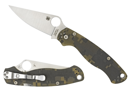 Spyderco C81GPCMOBK2 Para Military 2  3.44″ Folding Drop Point Plain Black CPM S30V SS Blade Digital Camo G10 Handle Includes Pocket Clip