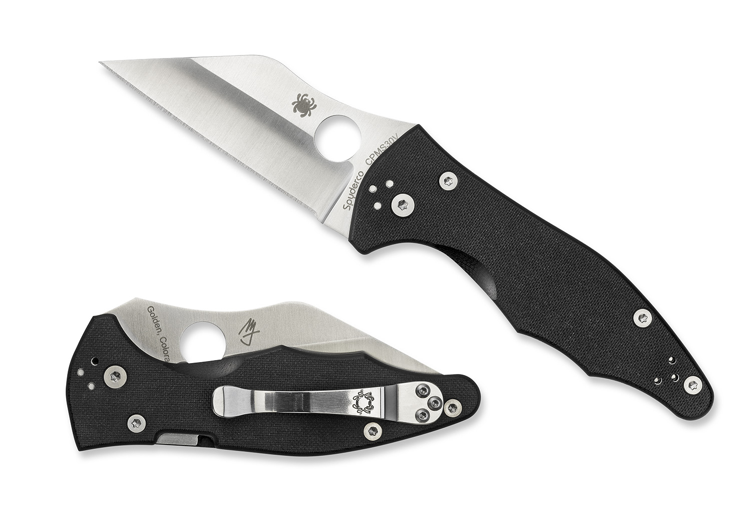 Spyderco C85GP2 Yojimbo 2  3.20″ Folding Wharncliffe Plain Satin CPM S30V SS Blade/ Black Textured G10 Handle Includes Pocket Clip