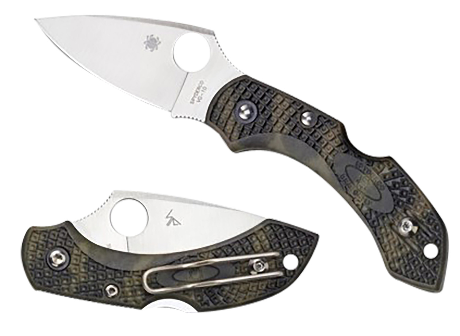 Spyderco C28ZFPGR2 Dragonfly 2  2.30″ Folding Plain Satin VG-10 SS Blade/Zome Green Textured FRN Handle Includes Pocket Clip