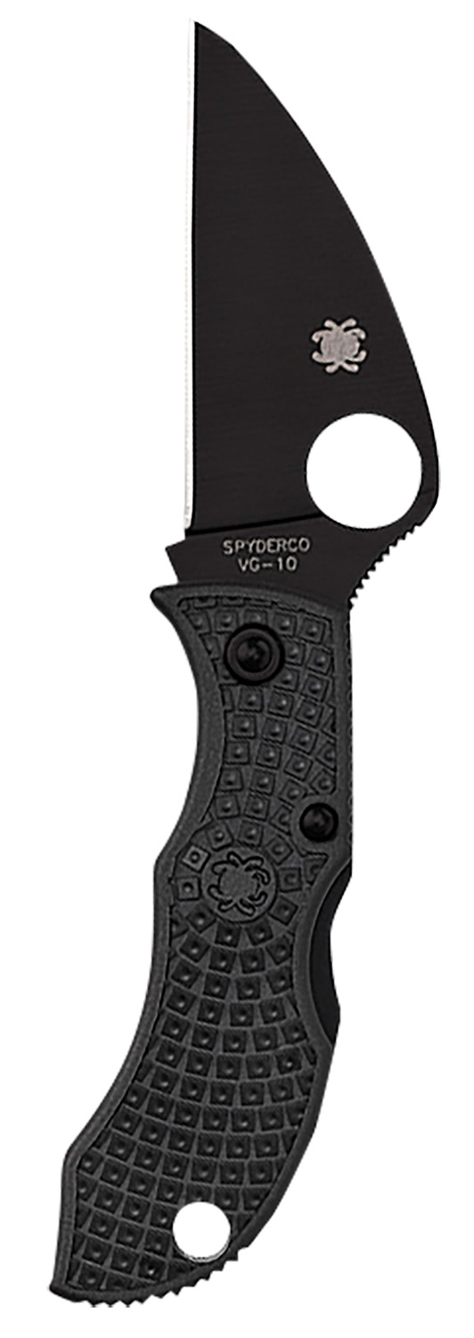 Spyderco MBKWPBK Manbug  1.91″ Folding Wharncliffe Plain Non-Reflective Black TiCN VG-10 SS Blade/Black Textured FRN Handle