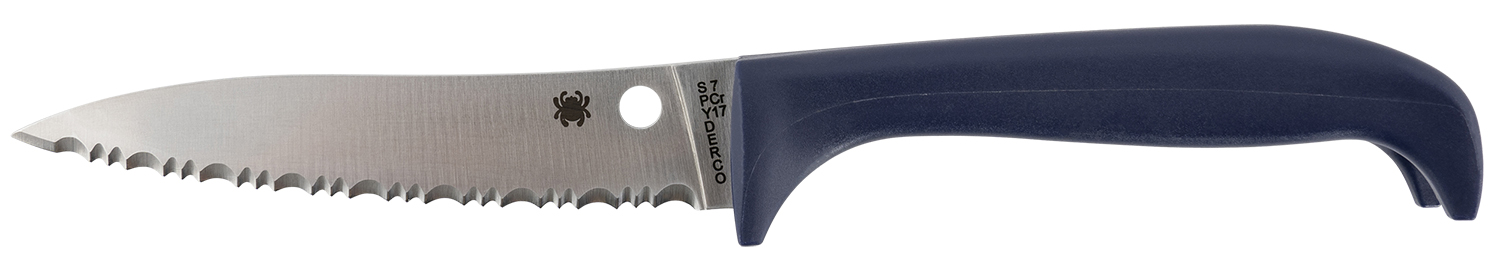 Spyderco K20SPR Counter Puppy  3.48″ Fixed Serrated 7Cr17MoV SS Blade Purple Plastic Handle