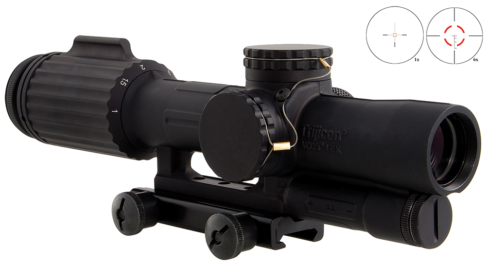 Trijicon 1600001 VCOG Black Hardcoat Anodized 1-6x 24mm LED Red Segmented Circle w/Crosshair 223 77gr Reticle
