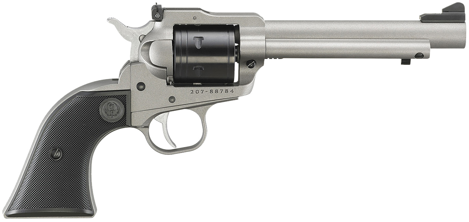 Ruger 2033 Super Wrangler 22 LR/22 WMR 6 Shot 5.50" Silver Cerakote Steel Barrel & Frame, Black Cylinder, Black Checkered Polymer Grip, Transfer Bar Safety, Exposed Hammer
