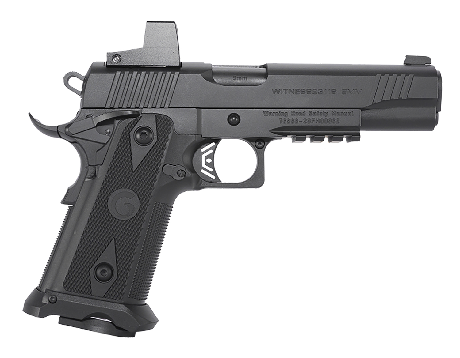 Girsan 395020 Witness2311 9mm Luger 17+1 5" Black Steel Barrel, Black Optic Ready/Serrated Steel Slide, Black Polymer Frame w/Beavertail & Picatinny Rail, Black Checkered Polymer Grip, Ambidextrous