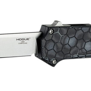 Hogue 34039 Compound  3.50" OTF Clip Point Plain Stone Tumbled CPM 30CV SS Blade. G-Mascus Black Aluminum/G10 Handle