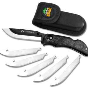 Outdoor Edge RL10C RazorLite  3.50" Folding Plain Black Oxide 420J2 SS Blade, Black TPR Handle