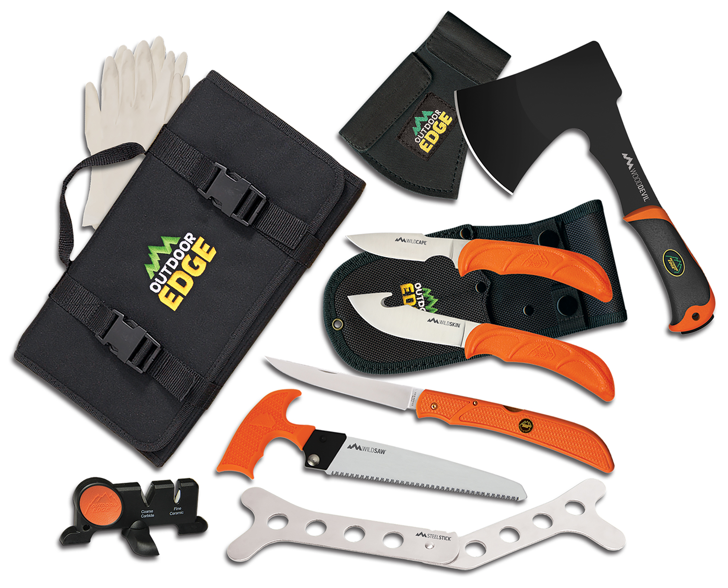 Outdoor Edge OF1 Outfitter Hunting Set Multiple 420J2 Stainless Steel Blade FRN Orange Handle