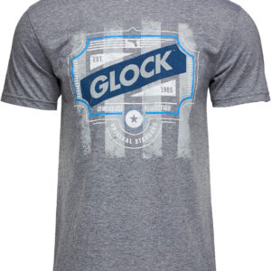 Glock AP96209 Blue Line Tee  Gray Ringspun Cotton/Polyester Short Sleeve 2XL