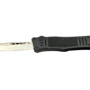 Steel River Knives MT618BULDP MT618 Ultralight 3.25" OTF Drop Point Plain Polished D2 Steel Blade, 4.25" Black Aluminum Handle