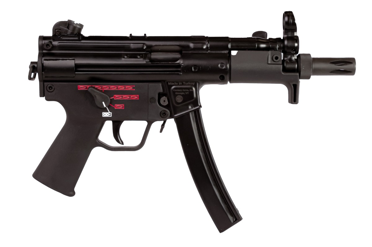 Century Arms HG6035NN AP5 Navy 9mm Luger 30+1 5.80″ Manganese Phosphate Threaded Barrel, Black Lacquer Over Manganese Phosphate Steel Stamped Receiver, Picatinny Rear Cap, Black Navy Style Grip