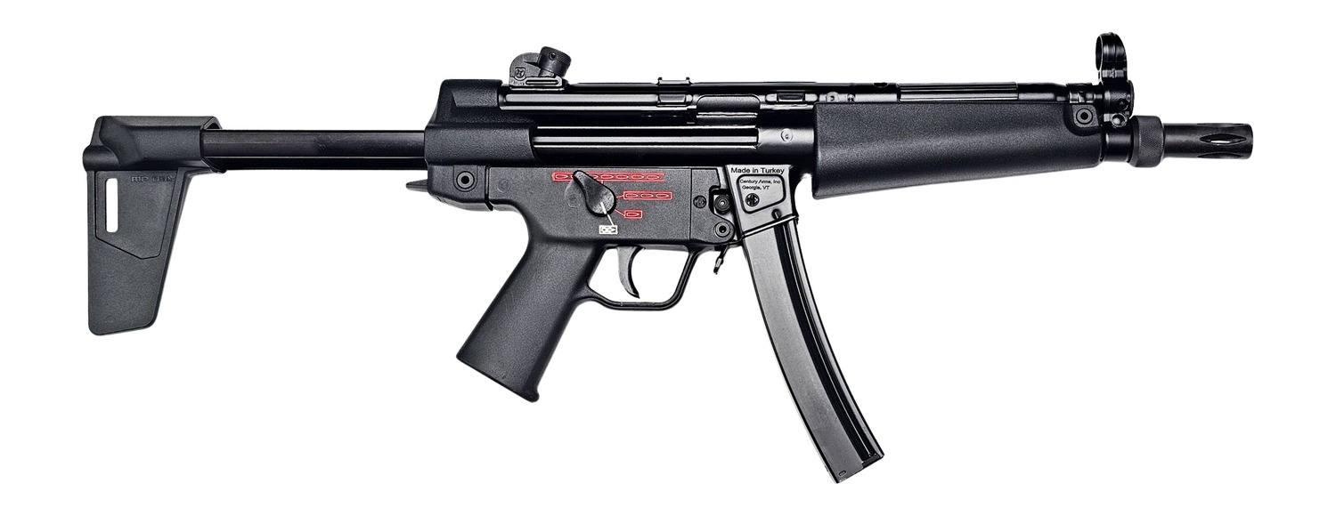 Century Arms HG6034NBN AP5 Navy 9mm Luger 30+1 8.50″ Manganese Phosphate Threaded Barrel, Black Lacquer Over Manganese Phosphate Steel Stamped Receiver, Pistol Brace, Black Navy Style Grip