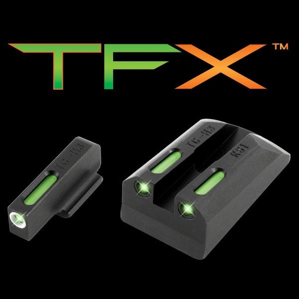 Truglo TFX Tritium/Fiber-Optic Day/Night Sights Fits Ruger SR9 / SR9C SR40 / SR40C SR45 – White Outline Front/Rear Green