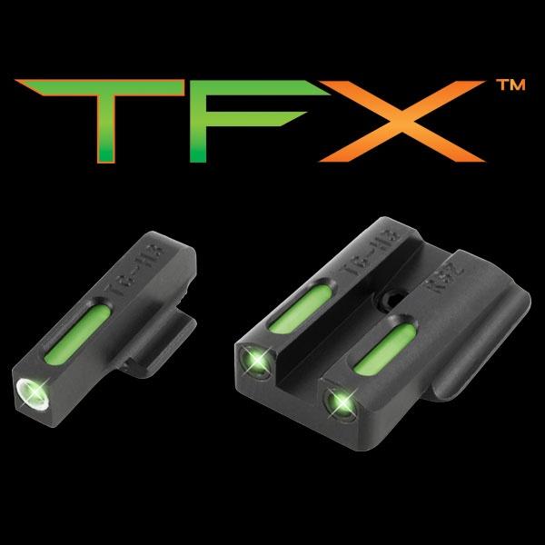 Truglo TFX Tritium/Fiber-Optic Day/Night Sights Fits Ruger LC9 / 9s / 380 – White Outline Front/Rear Green