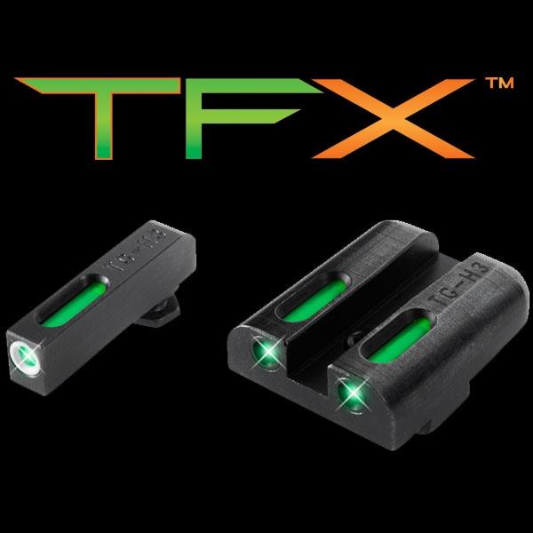 Truglo TFX Tritium/Fiber-Optic Day/Night Sights Fits CZ 75 Series – White Front Outline/Rear Green