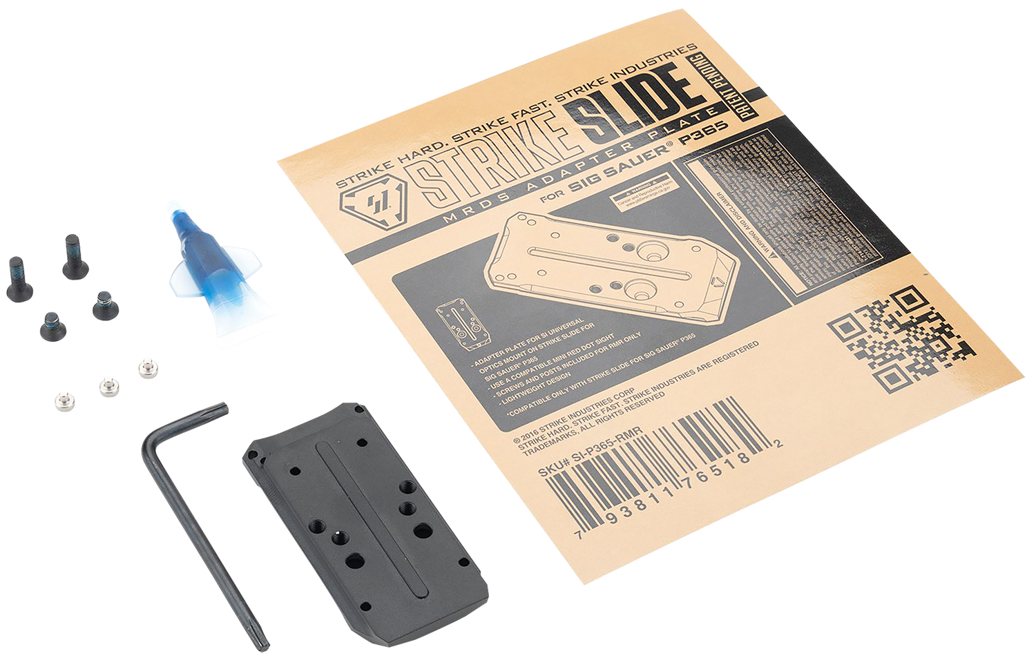 Strike Industries P365RMR Strike Slide Adapter Plate Black 5.80″ Long Compatible w/ SI Strike P365 Slide