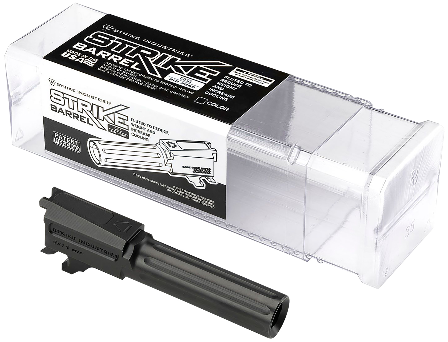 Strike Industries P365BARREL P365  9mm Luger 3.10″ Fluted Black Nitride Steel, Fits Sig P365