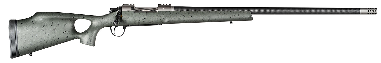 Christensen Arms CA10269315322 Summit TI Full Size 7mm Rem Mag 3+1, 26" Natural Titanium Steel Threaded Barrel, Natural Titanium Aluminum Receiver, Green w/Black Webbing Fixed Thumbhole Stock