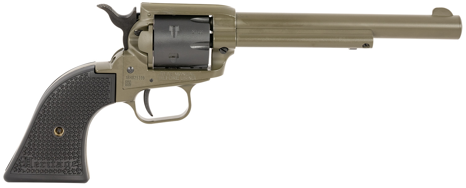 Heritage Mfg RR22T6 Rough Rider 22 LR 6 Shot 5.50" OD Green Cerakote Barrel, OD Green Cerakote w/Black Accents Frame, Black Cerakote Cylinder, Black Star Polymer Grips