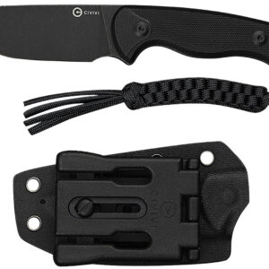 Civivi Knives C23094-1 Timberbark  3.20" Fixed Drop Point Plain Black Stonewashed 14C28N Steel Blade, 3.69" Black Textured G10 Handle