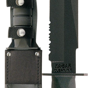 Ka-Bar 1271 Fighter 8" Fixed Clip Point Part Serrated Black 1095 Cro-Van Blade, Black Kraton G Handle, Includes Sheath