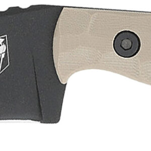 CobraTec Knives CTKPTAN KingPin  EDC 4" Fixed Drop Point Plain Black Powder Coated D2 Steel Blade, 4" Tan Textured G10 Scales Handle