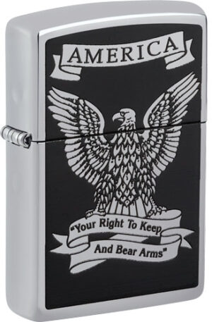 ZIPPO WINDPROOF LIGHTER EAGLE - RIGHT TO BEAR ARMS