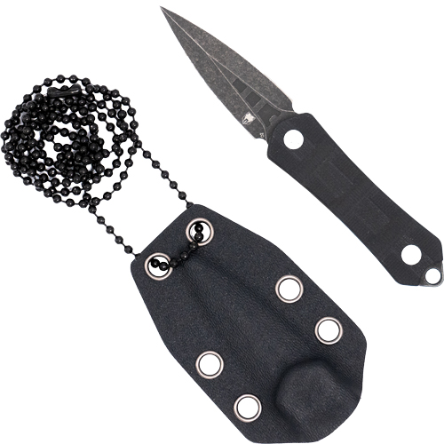 COBRATEC GUARDIAN NECK KNIFE - 1.99" D2 STONEWASH DAGGER W/SH