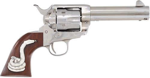 Cimarron Man w/No Name .357 Magnum Frontier Revolver - 4.75" Silver Snake - Image 2