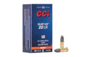 CCI Ammunition Quiet-22 .22 Long Rifle 40 Grain Lead Round Nose Rimfire Ammo, 50 Rounds, 960