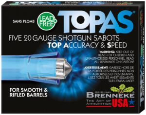 BRENNEKE TOPAS LEAD FREE SABOT SLUG AMO 20GA 2.75 IN 1/2OZ  5-RD