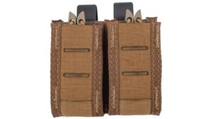 HIGH SPEED GEAR DUTY DOUBLE PISTOL TACO U-MOUNT HIDDEN SHOCK CORD COYOTE BROWN