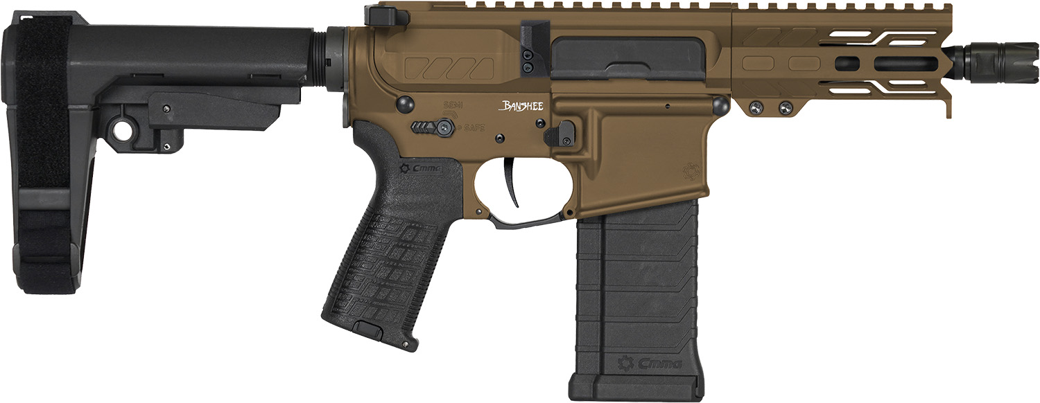 CMMG 54A3B0FMB Banshee MK4 5.7x28mm 40+1 5" Black Nitride Medium Taper Threaded Barrel, M-LOK Handguards Midnight Bronze Cerakote Aluminum, Picatinny Rail Receiver, CMMG Zeroed Grips